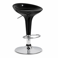 Tabouret de bar réglable avec siège incurvé brillant, base en chrome et repose-pieds pour comptoir de cuisine
