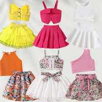 Ensemble deux pièces mignon pour filles - Ensemble jupe courte et haut à col pour bébé fille