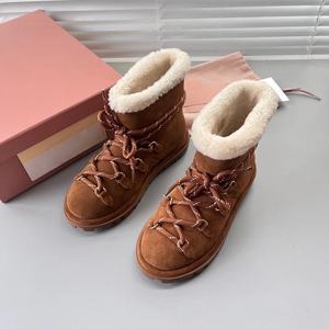 Botas de nieve de cuero de lujo para mujer MIUS, impermeables y antideslizantes, con plataforma para el invierno - Product Image 2
