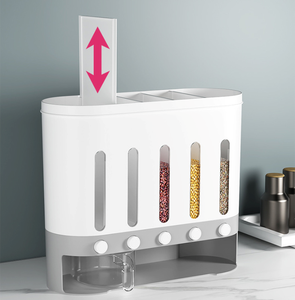 <span class=keywords><strong>ถัง</strong></span>เก็บธัญพืชแบบกดสำหรับครัว ผลิตจากโรงงาน พร้อมช่องเก็บ 5 ช่อง ป้องกันความชื้น ปิดผนึกอย่างดี - Product Image 4