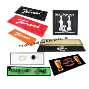 Customized Round Square Rectangle Oval Pvc Silicone Rubber Wooden Bar Runner And Bar Mat With Digital Printing UV Printing Logo