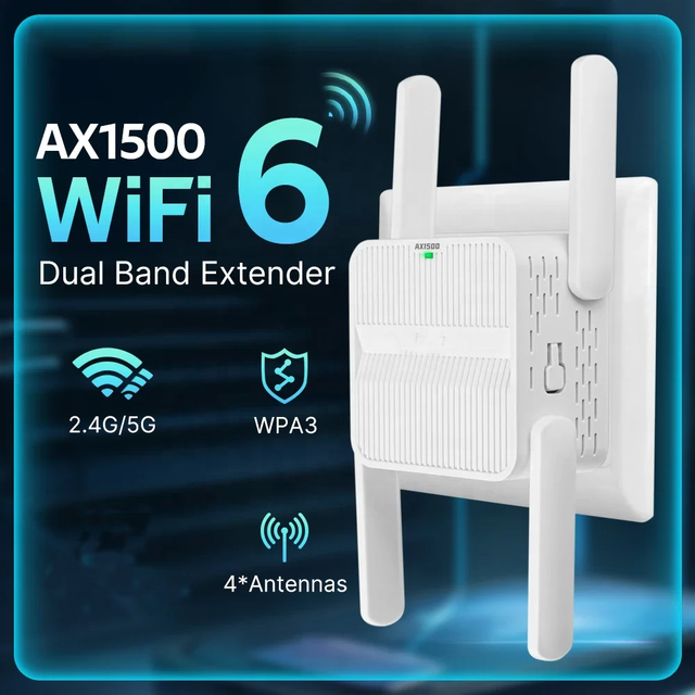 AX1500 Wifi Repeater Range Extender 802.11ax  Long Distance Wifi Booster Support WPA3 Wifi 6 Extender