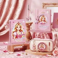 Ensemble de papeterie princesse mignon, carnet à spirales A5 couverture rigide avec trousse, stylo à bille, fournitures scolaires, prix d'usine
