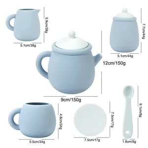 Venta caliente libre de BPA grado alimenticio silicona bebé niños juguete de cocina juego de té de la tarde jugar Casa Fiesta juguete para niños Juego de tazas de té