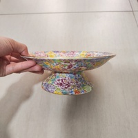 Plat à fruits sur piédestal en porcelaine Famille Rose de Jingdezhen, plat central sur pied haut pour table de salon de thé, décoration d'intérieur en céramique