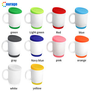 厂家价格圆形心形手柄硅胶底盖升华白色陶瓷咖啡杯坯料用于升华印刷 - Product Image 1