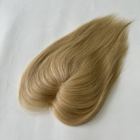 Listo para enviar: Topper de cabello humano liso de monofilamento, atado a mano, transpirable, para la corona de la cabeza, que agrega volumen para coronas escasas.