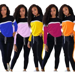 Ensembles de survêtement de couleur assortie, produits tendance pour femmes, nouvel arrivage 2021, ensemble de vêtements actifs