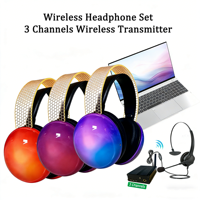 Casque sans fil Silent Disco 5 canaux, stéréo HiFi Qualcomm RF 505M ENC, émetteur, casque supra-auriculaire Type-C avec lumière RGB