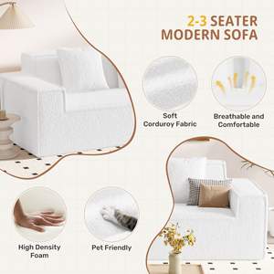 Sofá Cama Cuadrado Moderno de Chenilla, 2-3 Plazas, Sin Ensamblaje, Almohadas Extraíbles, Esponja de Alta Capacidad, Muebles para Sala de Estar - Product Image 5