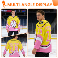 Quantité minimale de commande 1 pièce maillot de hockey blanc camouflage impression par transfert de chaleur 100% polyester antibactérien rouge blanc rayures