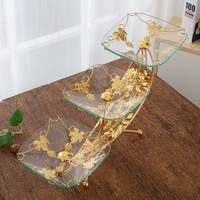 Assiette de fruits en verre trempé vintage européen, ensemble de desserts de luxe léger pour la maison, assiette décorative