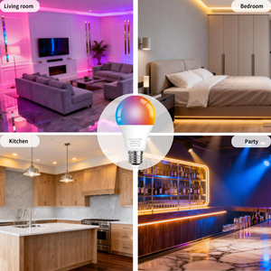 Lot de 3 ampoules LED intelligentes A19 à changement de couleur WiFi-BLE 9W 810LM, culot E26, compatibles avec <span class=keywords><strong>Alexa</strong></span>, aucun hub requis pour l'éclairage d'ambiance - Product Image 6