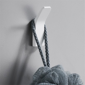Punch-free Black Coat <b>Hook</b> Iron White Clothes <b>Hook</b> Wall-mounted Kitchen Towel Hanger Bathroom Single Modern Flexible Reusable - Product Image 4