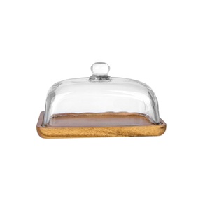 Soporte para Pastel de Madera de Mango Ecológico Hecho a Mano con Tapa de Cristal - Diseño Moderno, Apto para Lavavajillas, Ideal para Fiestas de Cumpleaños - Product Image 1