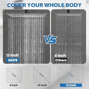 Modern 8 inç 10 inç Paslanmaz Çelik Yağmur Duş Başlığı Güverte Montajlı Duş Uzatma Kolu Tepegöz Üst Duş Banyo Seramik Valf - Product Image 5