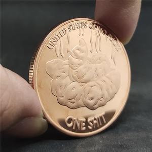 Monedas conmemorativas de aleación de latón con caca de perro impresa UV personalizada pulida y fundida con tema cruzado, artesanías de Metal - Product Image 3