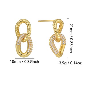 2024 Luxury Trendy Zircon Stud Earrings Geometrical Double Layer Circle Crystal Drop Gold Plated Copper <b>Brass</b> Main Stylish Gift - Product Image 5