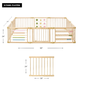 Parc de jeu extérieur en bois coloré pour bébés et tout-petits, clôture de jeu pour enfants avec jouets - Product Image 3