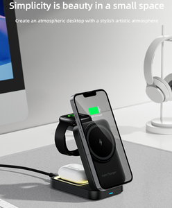 Produk tren 2025 pengisi daya nirkabel magnetik lipat 3 <span class=keywords><strong>in</strong></span> 1 untuk ponsel gadget pintar baru untuk pengisian daya multi-perangkat - Product Image 6