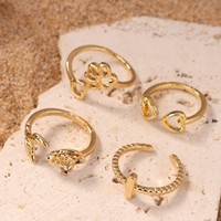 20Pps/ensemble en acier inoxydable créatif été plage pied anneau plaqué or 18 carats pied anneau ouvert queue réglable orteil anneau
