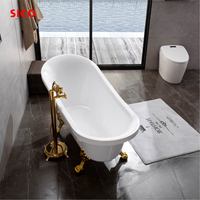 Baignoire Îlot Professionnelle sur Pieds à Pattes de Lion, Forme Bateau, Blanche