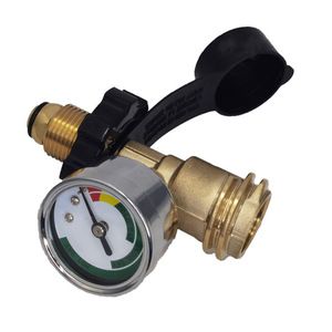 อะแดปเตอร์ตัวปรับแรงดันโพรเพนทองแดงพร้อมเกจวัดสำหรับข้อต่อถังแก๊ส POL - Product Image 1