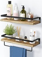 Étagère flottante en bois sur mesure, support de salle de bain, porte-serviettes, support mural, étagère marron clair, 2 ensembles