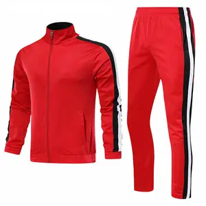 कस्टम लोगो आकस्मिक पहनने पुरुषों प्रिंट पुरुषों की ओर धारियों के साथ ज़िप जैकेट और Sweatpants सेट Tracksuit प्रशिक्षण सूट