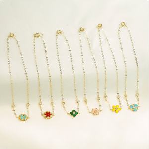 18 קראט זהב מזל חמישה פרח מיני עלה מיני פרח וינטג zircon צמיד קסם הסיטונאי מותאם אישית unisex - Product Image 1