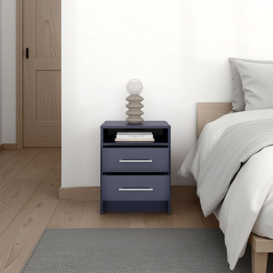 Eter Nightstand With Two Drawers And One <b>Open</b> Shelf Modern Bedroom <b>Storage</b> - Product Image 5
