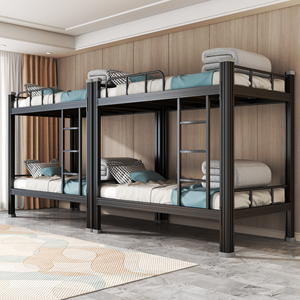 Lit superposé en métal moderne en acier épaissi robuste, double sur double, pour dortoir d'étudiant, chambre à coucher, <span class=keywords><strong>appartement</strong></span> - Product Image 3