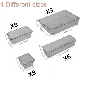 Set di 25 Organizzatori <span class=keywords><strong>per</strong></span> <span class=keywords><strong>Cassetti</strong></span>, Combinazione Multipla, <span class=keywords><strong>Contenitori</strong></span> Trasparenti in Plastica Impilabili <span class=keywords><strong>per</strong></span> <span class=keywords><strong>Cassetti</strong></span> e Ripiani - Product Image 4