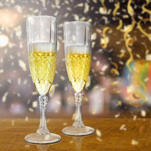 Flûtes à vin en plastique transparent de 6 oz, verres à champagne, gobelets à cocktail en plastique réutilisables, fête à domicile, anniversaire, mariage, fabriqué au Vietnam - Product Image 2