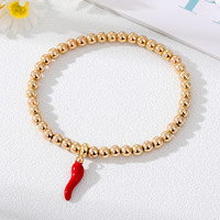 Nouveau Bracelet de perles tendance style européen-américain, accessoire géométrique couleur unie Chili, bijou polyvalent à maillons de chaîne, pour le marché international