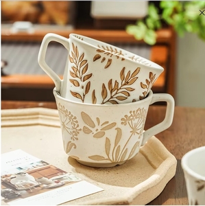 Ensemble de tasses à thé en céramique à motif floral de style japonais, avec couvercle 3D mignon, pour cadeaux d'affaires personnalisés - Product Image 1