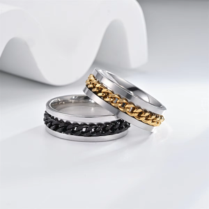 <span class=keywords><strong>Vintage</strong></span> altın kaplama paslanmaz çelik döndür zincir yüzük erkek ve kadın küme yüzükler moda <span class=keywords><strong>Vintage</strong></span> kadın takı - Product Image 4