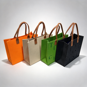 Sacs fourre-tout rectangulaires en feutre 4 couleurs avec poignées marron, sac de shopping léger et structuré, sac pour montre - Product Image 1