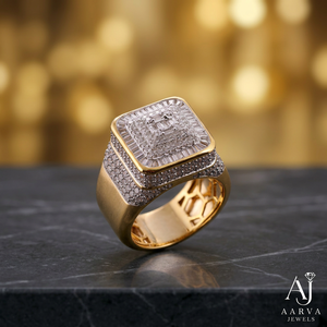 Bague Hip Hop Carrée Surdimensionnée en Moissanite, Plaqué Or 18K, pour Homme, Style Géométrique, Certifiée par un Certificat Tierce Partie, Idéale pour Mariage - Product Image 1