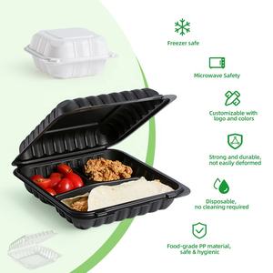 Cajas de Embalaje de Alimentos Tipo Concha de <span class=keywords><strong>Almeja</strong></span> Transparentes Negras y Blancas de 8 Pulgadas, Libres de BPA, Contenedores Personalizados para Llevar de Restaurantes - Product Image 5