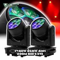 ADZ Mini 740 7X40W RGBW LED Zoom Moving Head Stage Light Bee Eye Design CTO Color Parties Weddings Clubs Events DMX