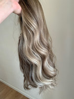 Cheveux slaves de luxe suisse haut en dentelle perruque juive blonde cendrée Balayage couleur sans colle même couche perruque avant en dentelle pour les femmes perte de cheveux