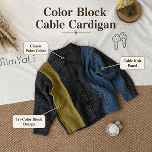 Cardigan à col rabattu pour garçons, en tricot torsadé, avec blocs de couleur et patchwork, fabrication OEM personnalisée - Product Image 5
