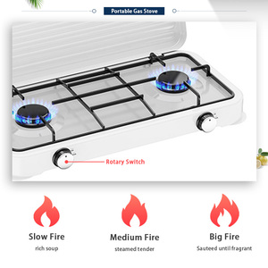Xách tay 2-<span class=keywords><strong>burner</strong></span> bếp gas bếp đôi Tabletop đung gang chất liệu cho hộ gia đình và ngoài trời cắm trại LP gas loại - Product Image 4