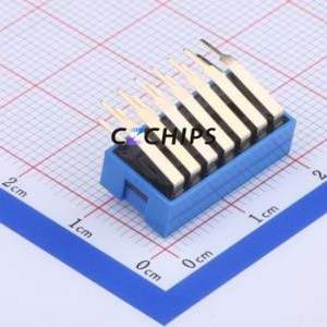 DA-07BLP DIP Switch Through hole Component (THT) Switch Flat Toggle, Raised Type Single Pole Single Throw 7 PC Pin - Product Image 2