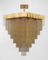 Lustres de luxe modernes pour salon Chaînes lumineuses à pompons pour villa et hôtel Luminaires décoratifs italiens noir/or