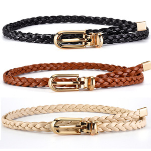 Ceintures fines en cuir PU tressé pour femmes, ceintures fines tissées pour jeans, pantalons, robes, pour filles - Product Image 1