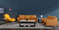 Canapé de bureau modulaire de luxe moderne 2 places en cuir synthétique de haute qualité avec accoudoirs confortables et structure en bois