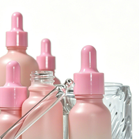 Flacon compte-gouttes pour sérum cosmétique 5ml 10ml 15ml 20ml 30ml 50ml 100ml, verre dépoli dégradé rose, bouchon à vis, cosmétiques de luxe