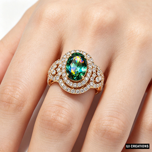 Women's S925/10K/14K/18K <b>Gold</b> Plated Oval Crystal <b>Cocktail</b> <b>Ring</b> Pave Rhinestone Luxury Engagement Band - Product Image 3